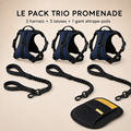 3 HARNAIS ANTI-TRACTION™ + 3 laisses premium + 1 Gant Attrape-poils